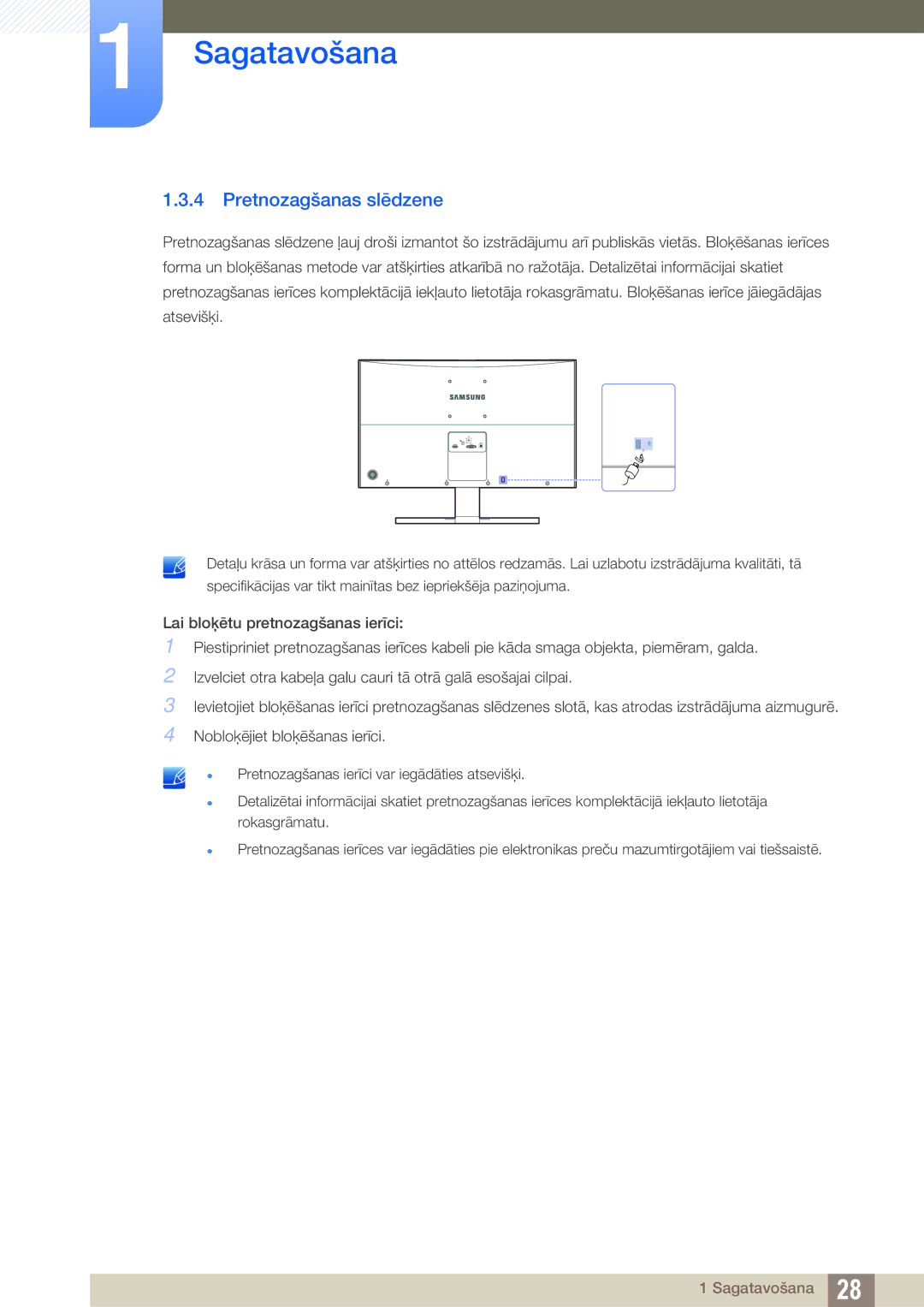 Samsung LS27E510CS/EN manual Pretnozagšanas slēdzene 