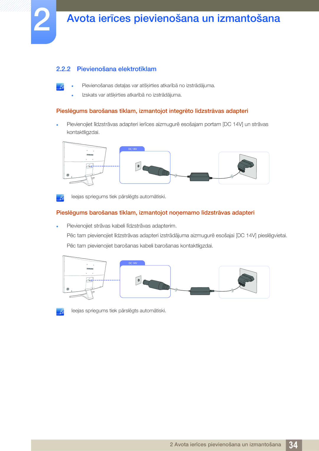 Samsung LS27E510CS/EN manual Pievienošana elektrotīklam 