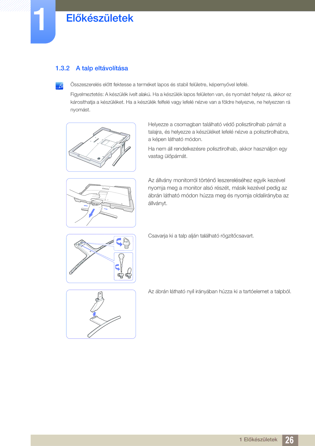 Samsung LS27E510CS/EN manual Talp eltávolítása 