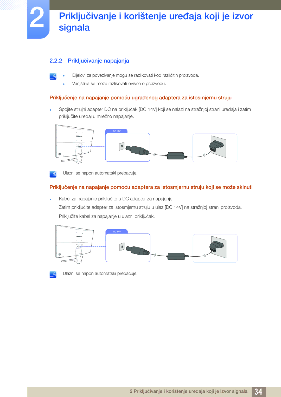 Samsung LS27E510CS/EN manual Priključivanje napajanja 