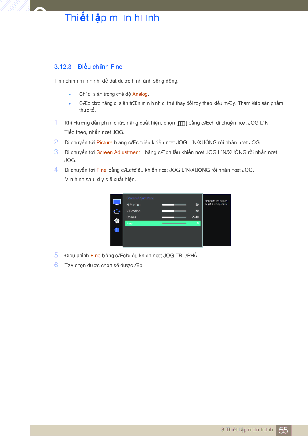 Samsung LS27E510CS/XV manual 12.3 Điều chỉnh Fine 