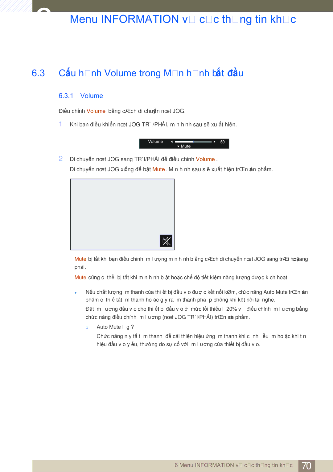 Samsung LS27E510CS/XV manual Cấu hình Volume trong Màn hình bắt đầu 