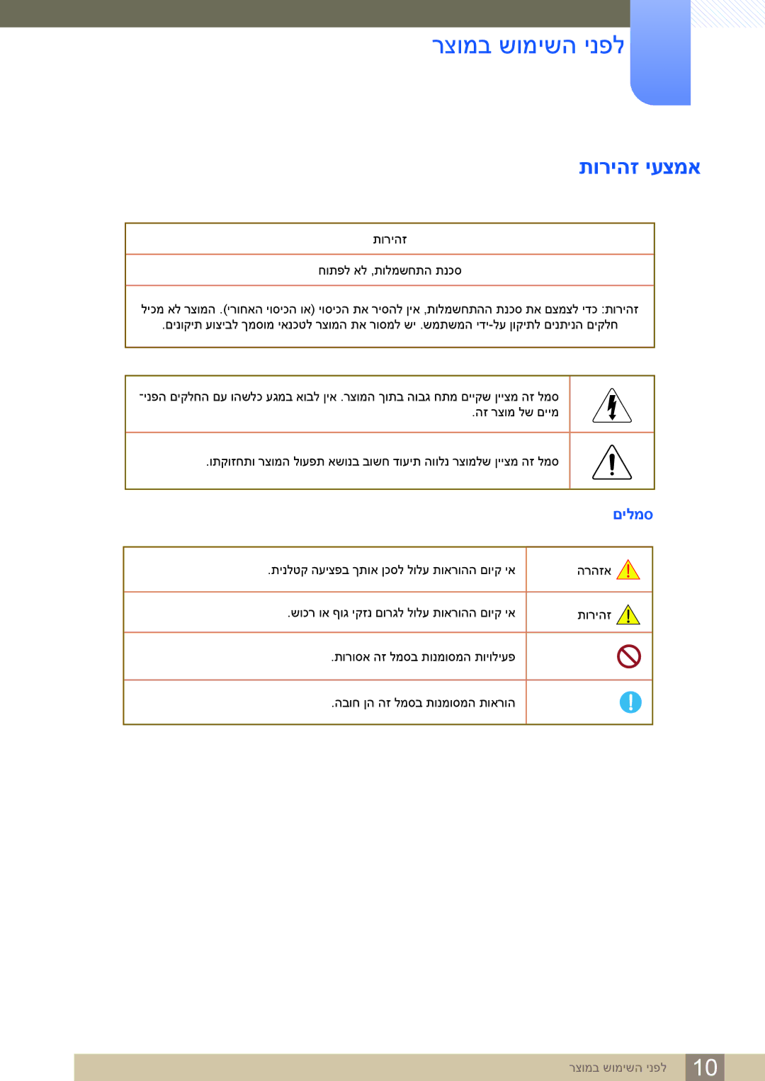 Samsung LS27E591CS/CH manual תוריהז יעצמא 