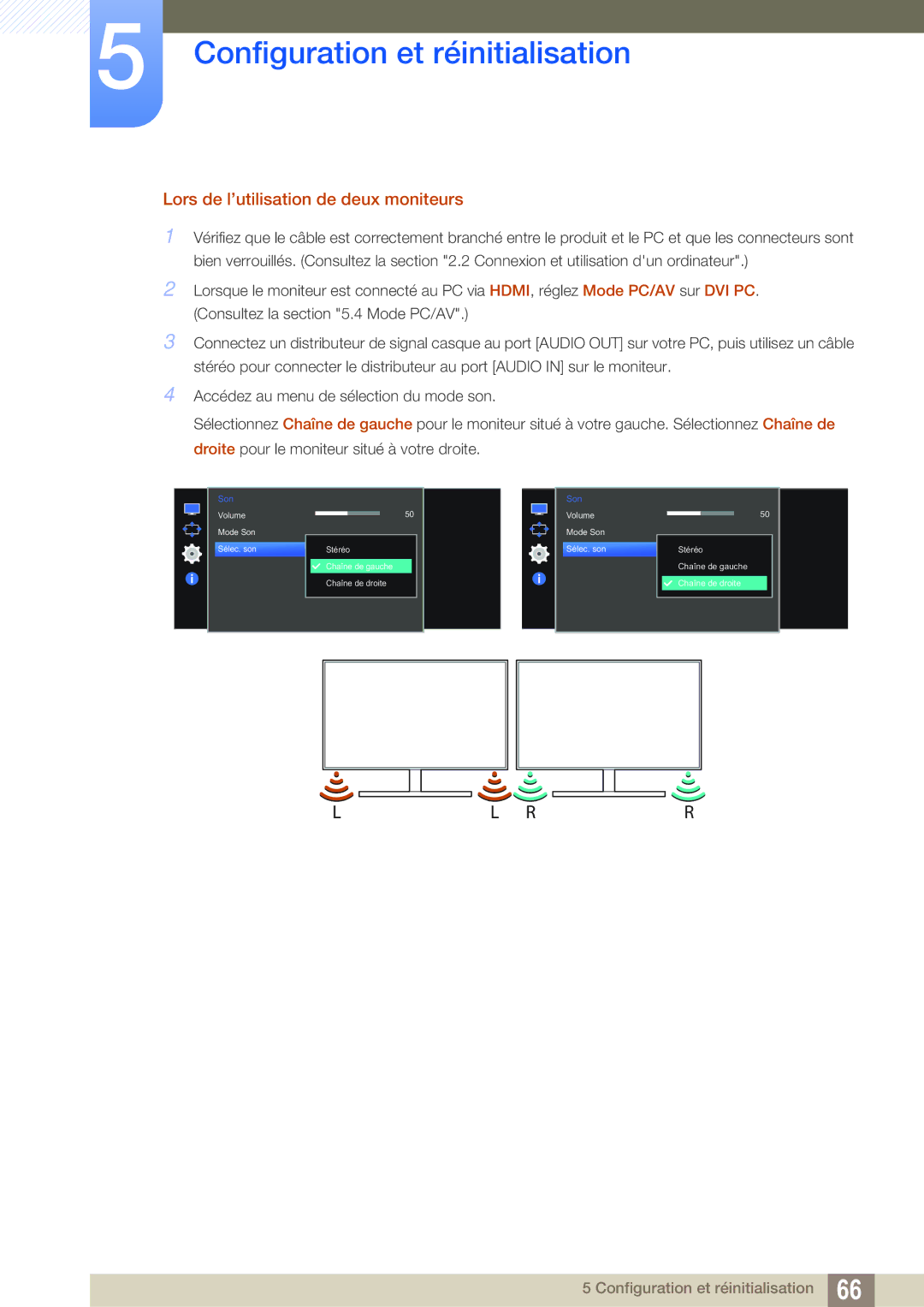 Samsung LS27E591CS/EN manual Lors de l’utilisation de deux moniteurs 