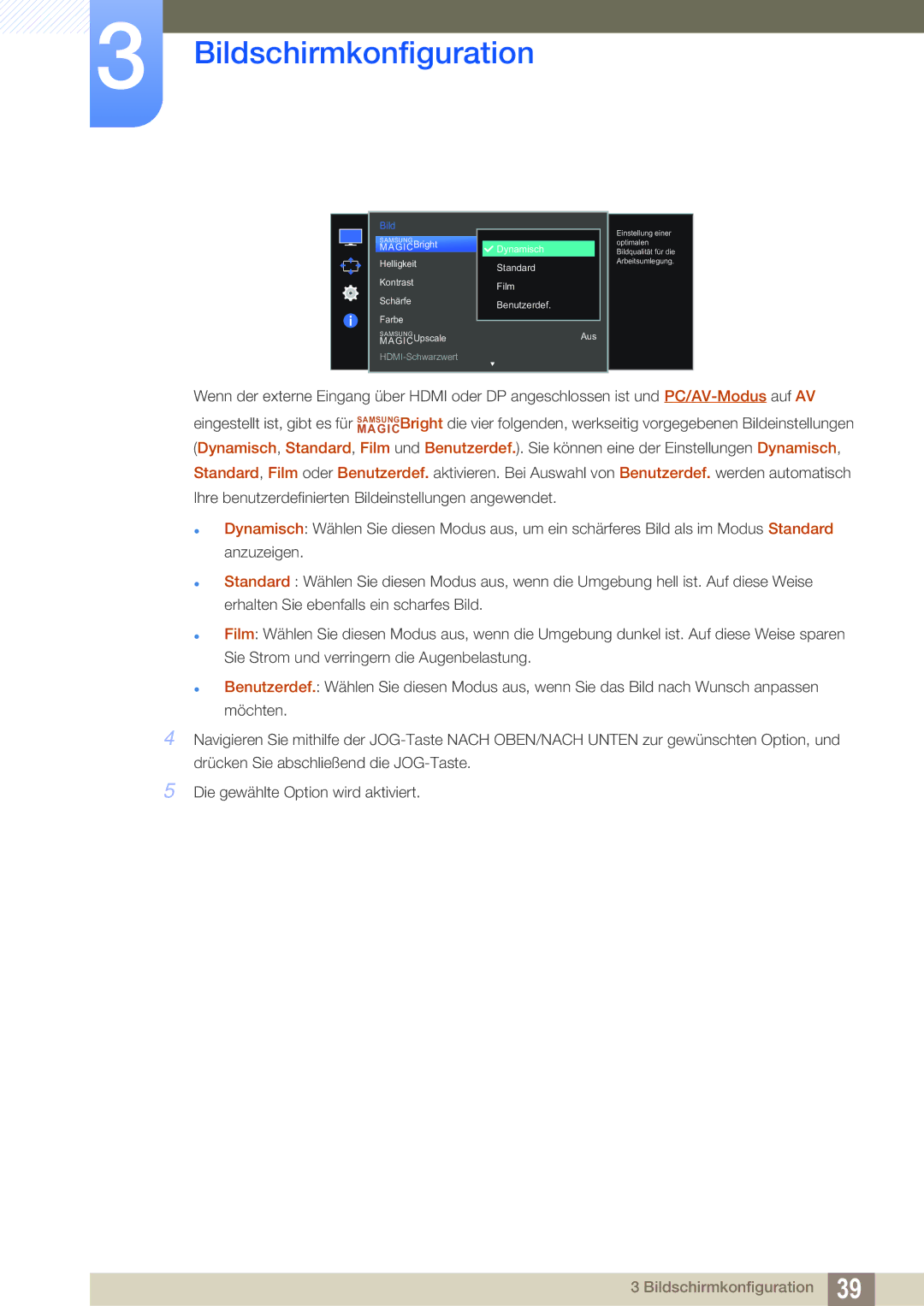 Samsung LS27E591CS/EN manual Dynamisch Standard Film60 Benutzerdef. Custom50 