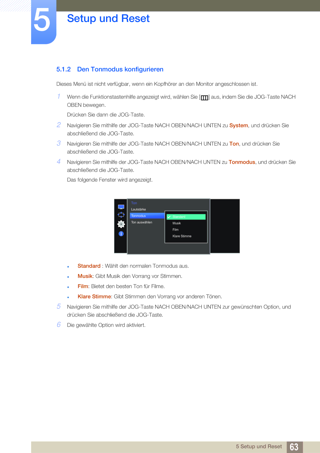 Samsung LS27E591CS/EN manual Den Tonmodus konfigurieren 