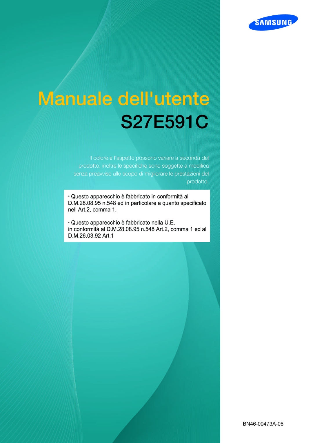 Samsung LS27E591CS/EN manual Manuale dellutente 