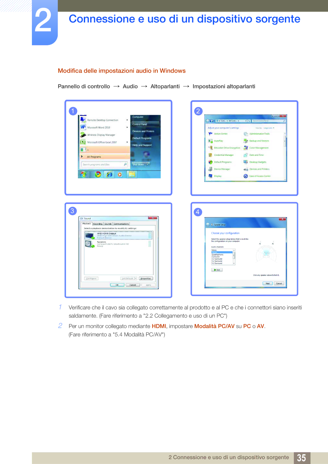 Samsung LS27E591CS/EN manual Modifica delle impostazioni audio in Windows 