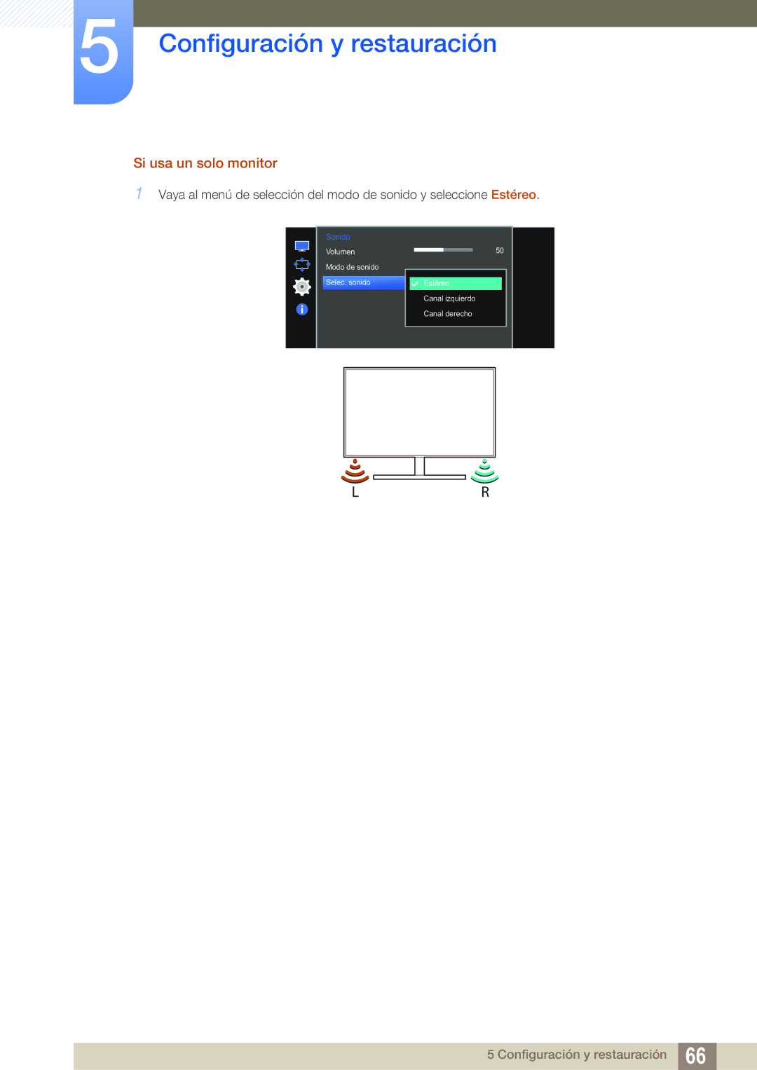 Samsung LS27E591CS/EN manual Si usa un solo monitor 