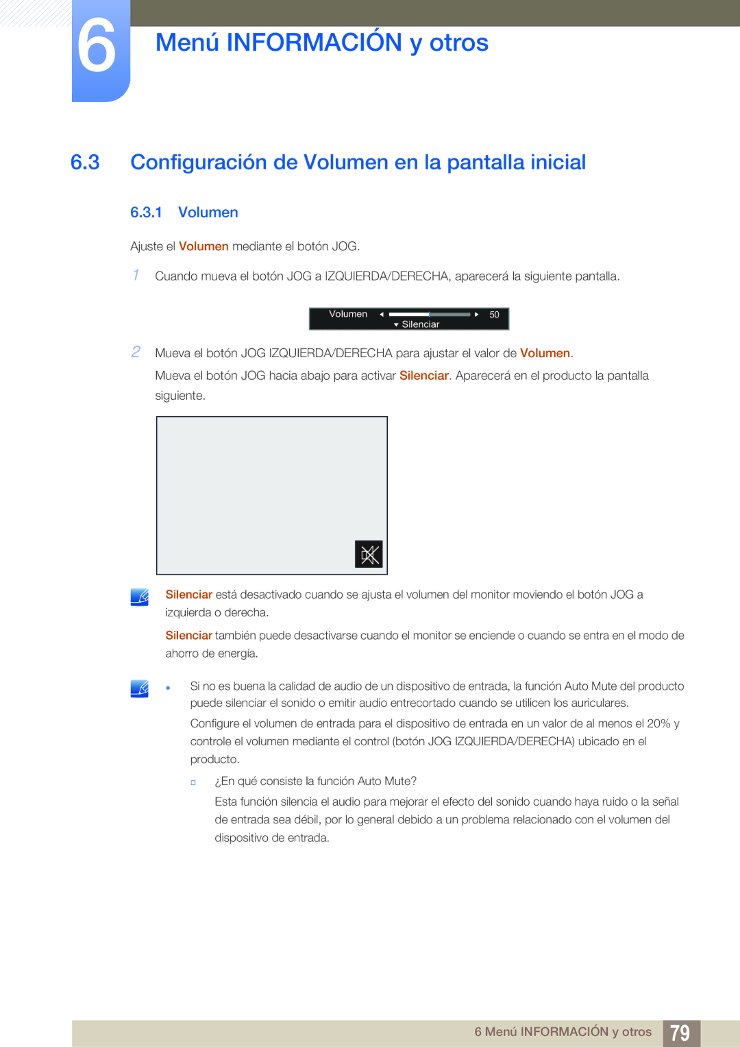 Samsung LS27E591CS/EN manual Configuración de Volumen en la pantalla inicial 