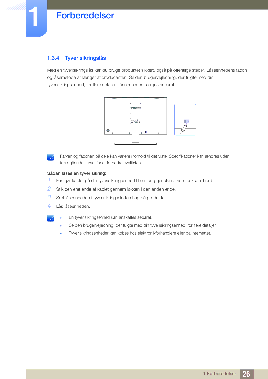 Samsung LS27E591CS/EN manual Tyverisikringslås 