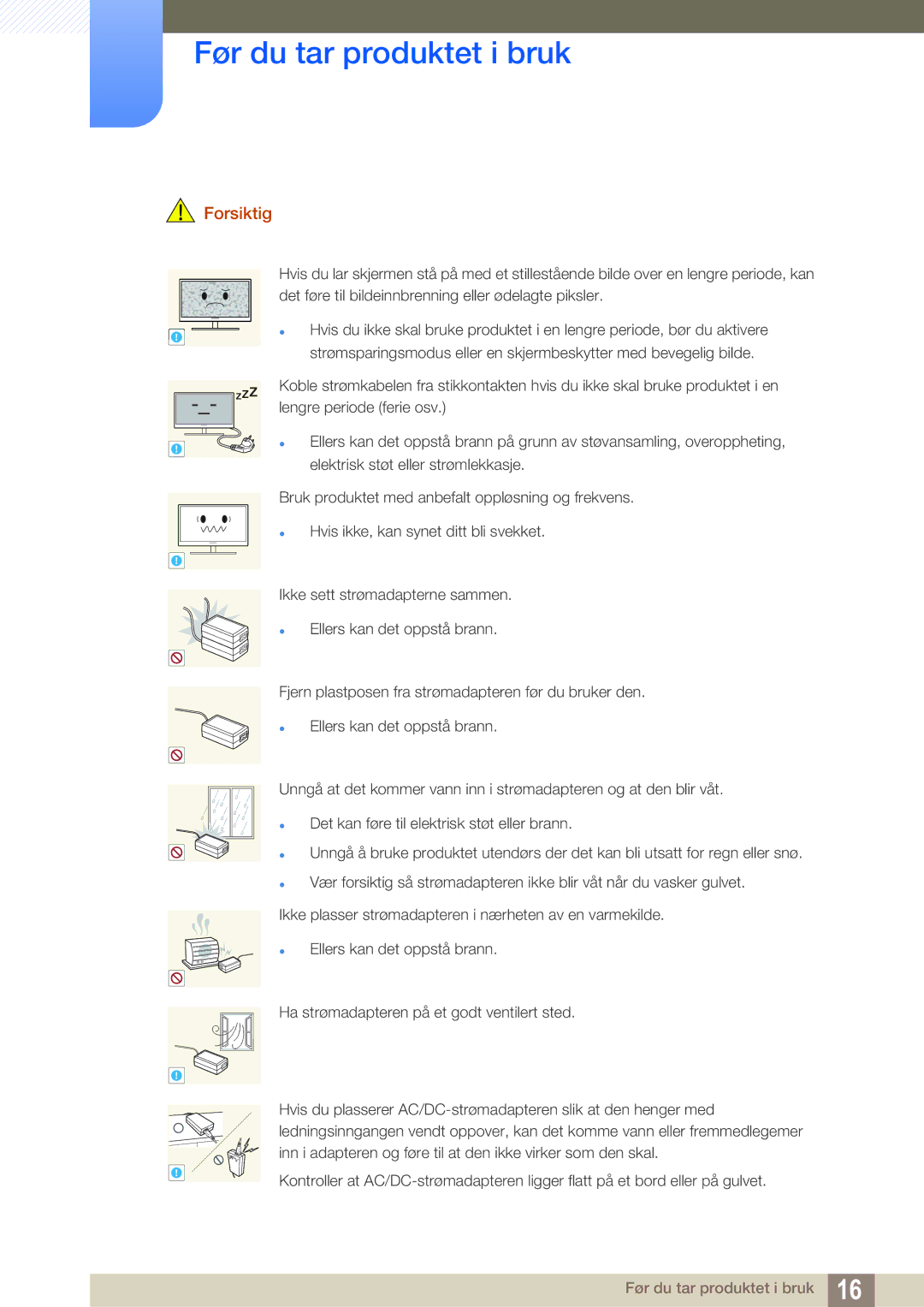 Samsung LS27E591CS/EN manual Forsiktig 