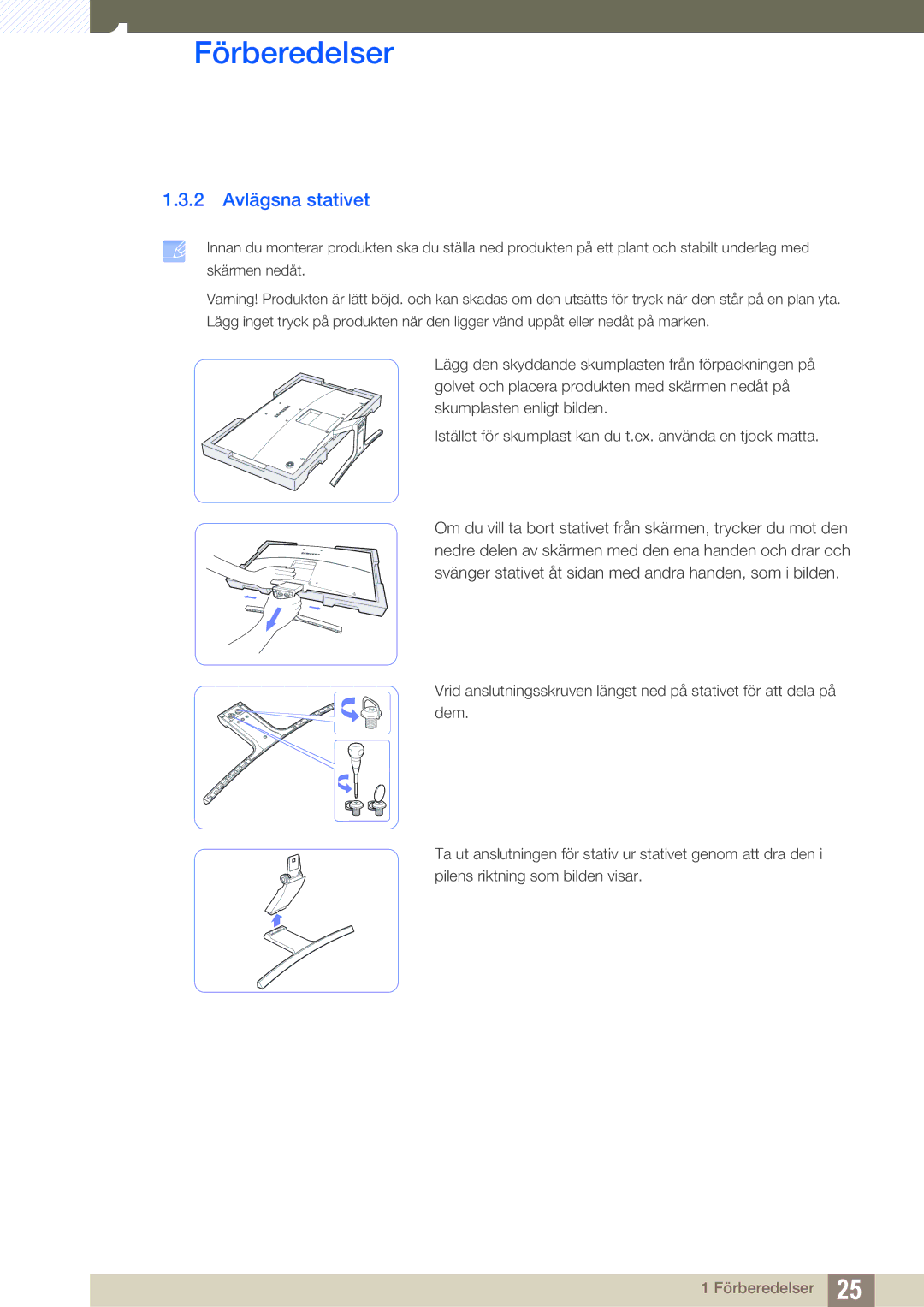 Samsung LS27E591CS/EN manual 2 Avlägsna stativet 