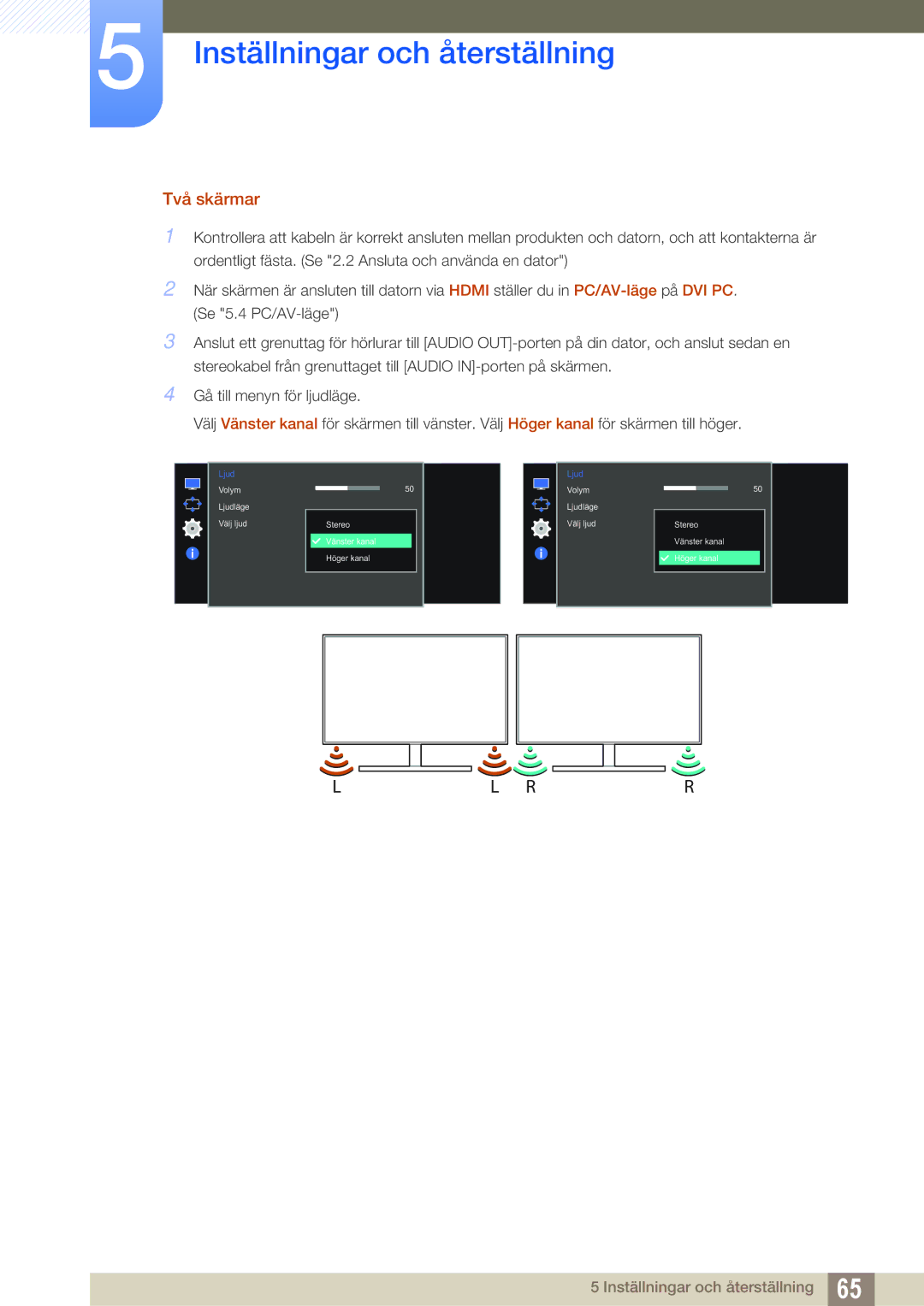 Samsung LS27E591CS/EN manual Två skärmar 