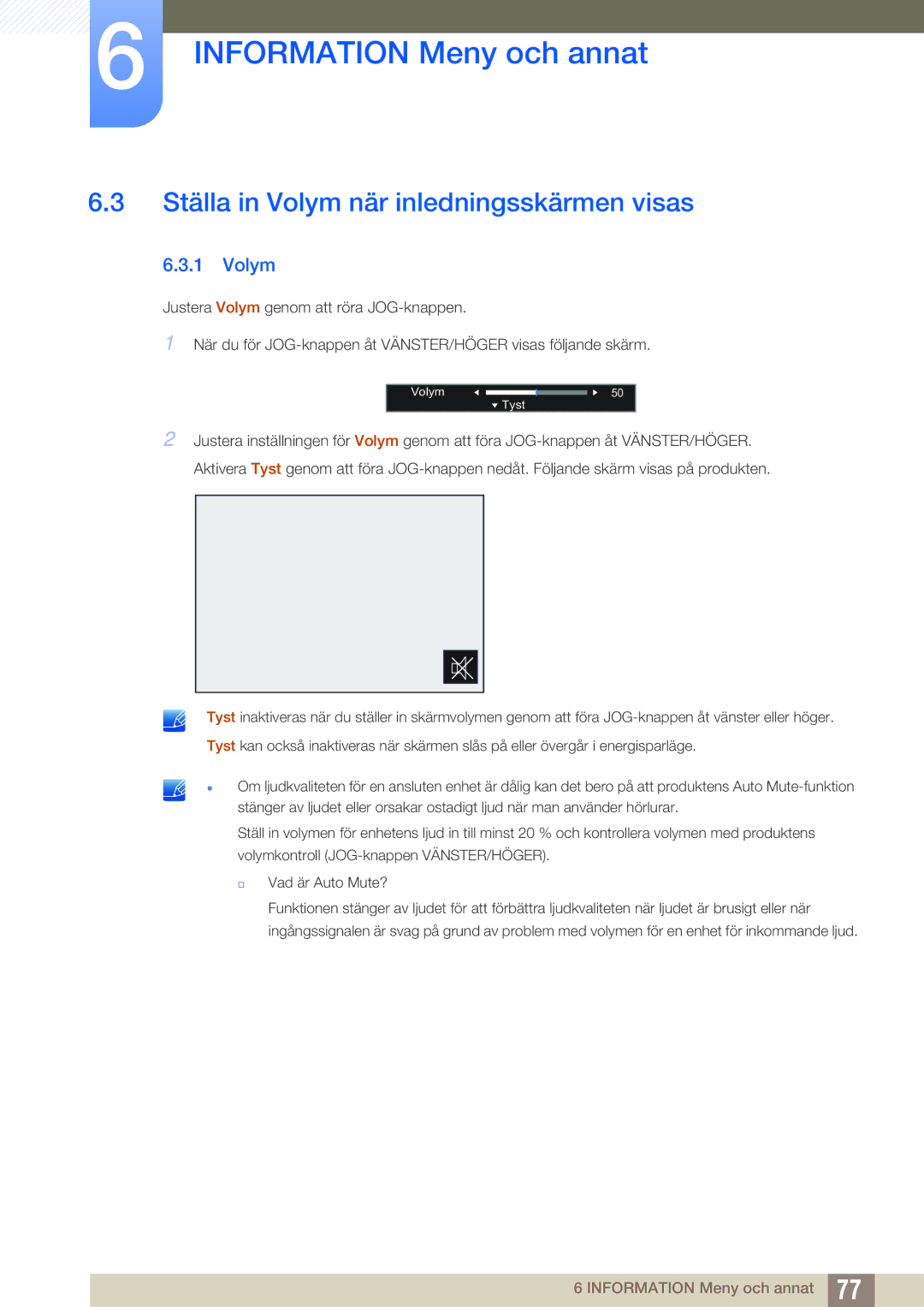 Samsung LS27E591CS/EN manual Ställa in Volym när inledningsskärmen visas 