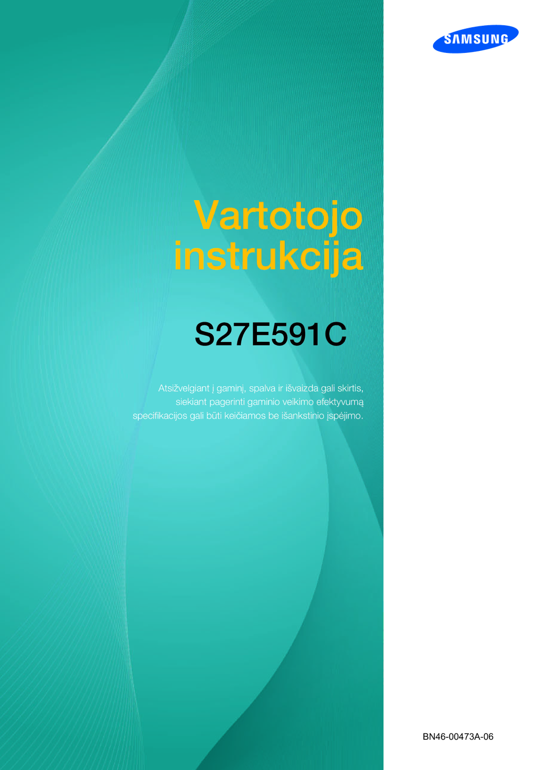 Samsung LS27E591CS/EN manual Vartotojo instrukcija 