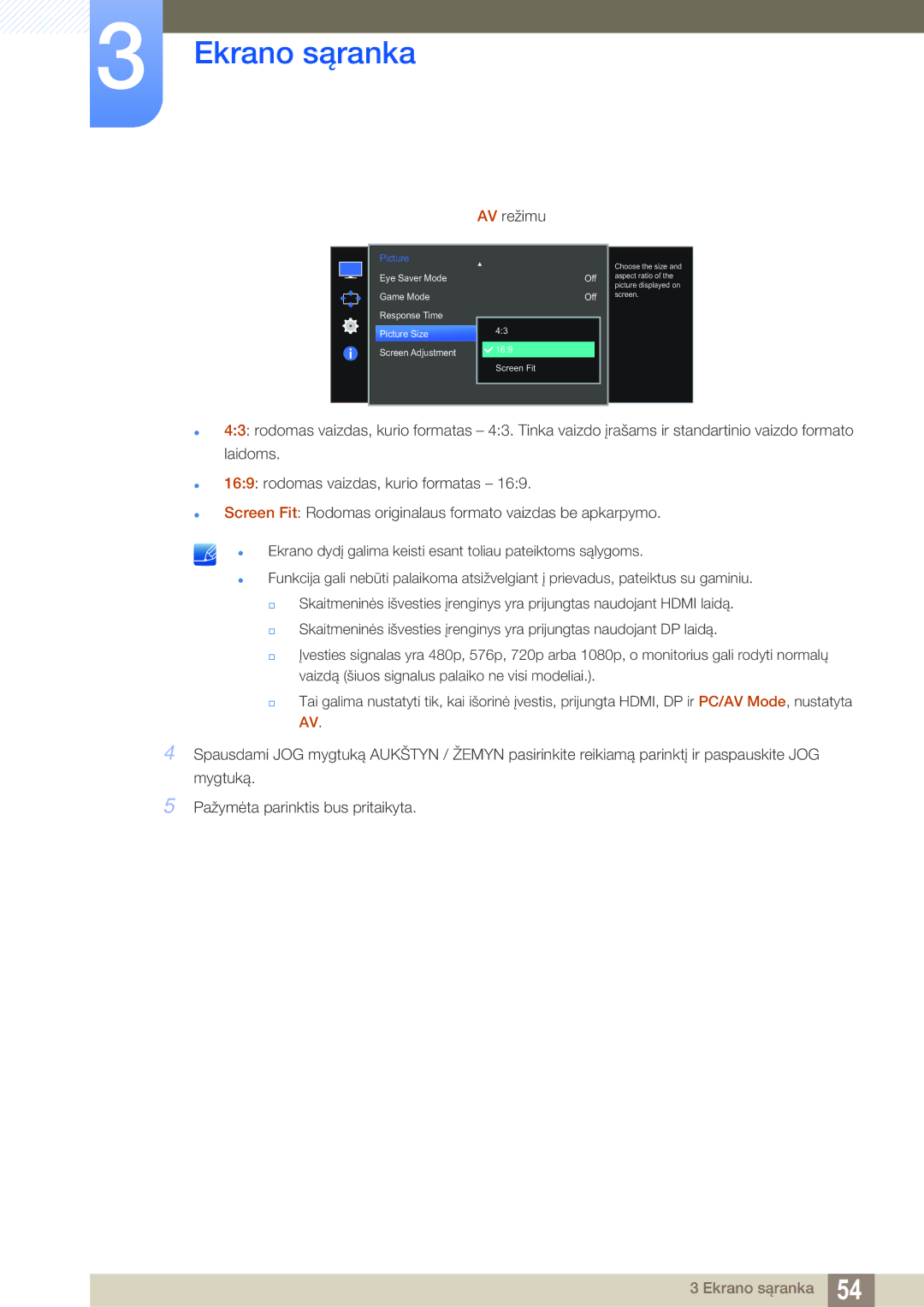 Samsung LS27E591CS/EN manual AV režimu 