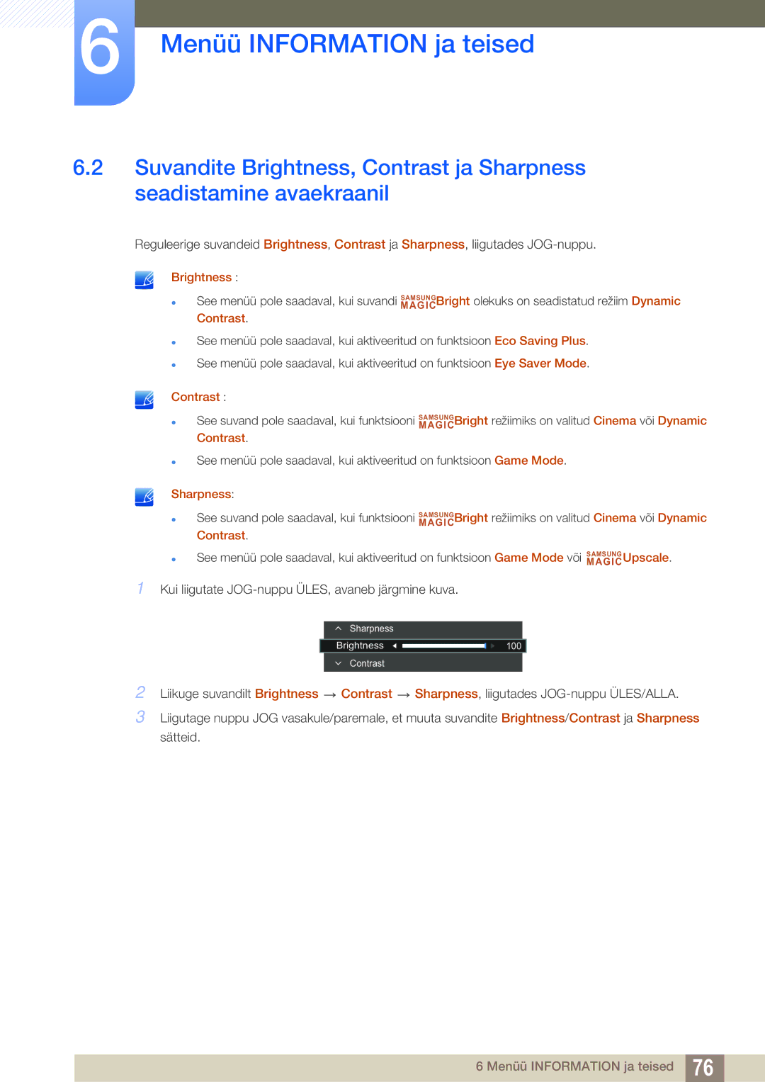 Samsung LS27E591CS/EN manual Brightness 