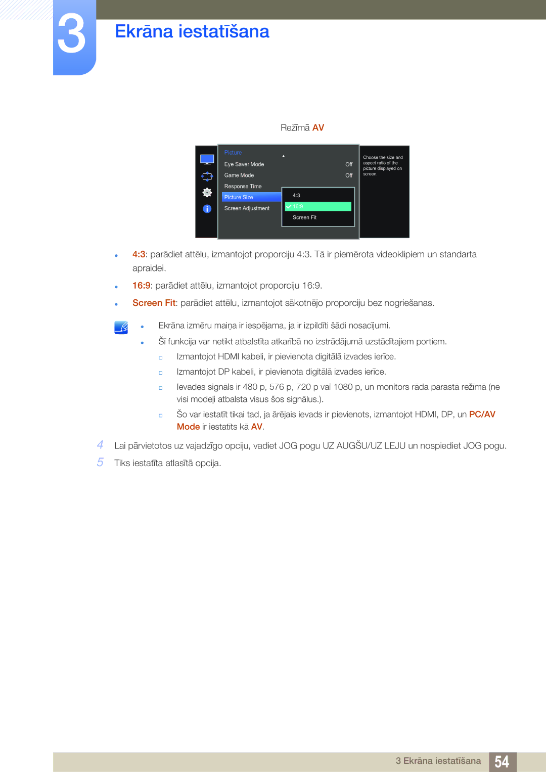 Samsung LS27E591CS/EN manual Režīmā AV 