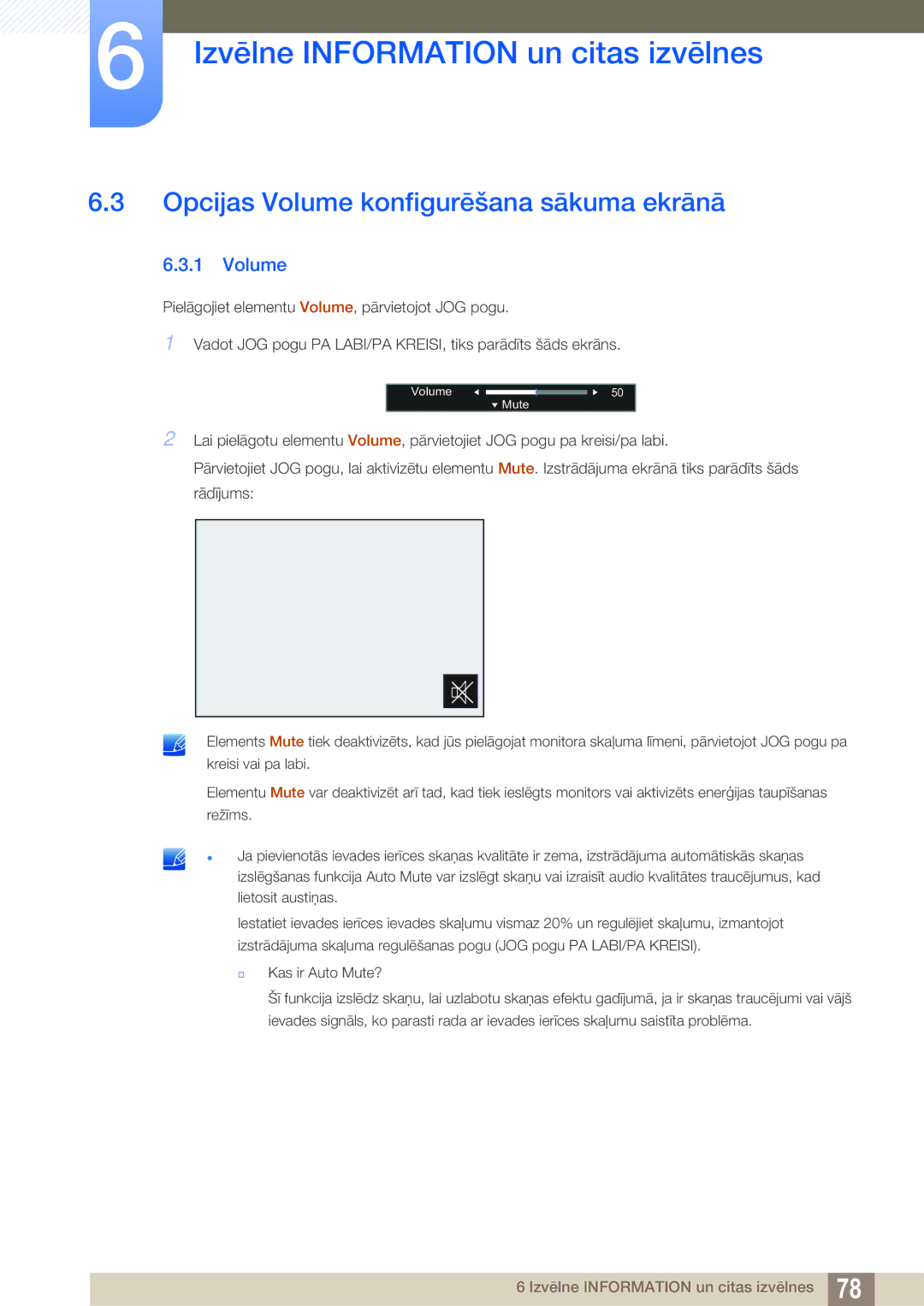 Samsung LS27E591CS/EN manual Opcijas Volume konfigurēšana sākuma ekrānā 