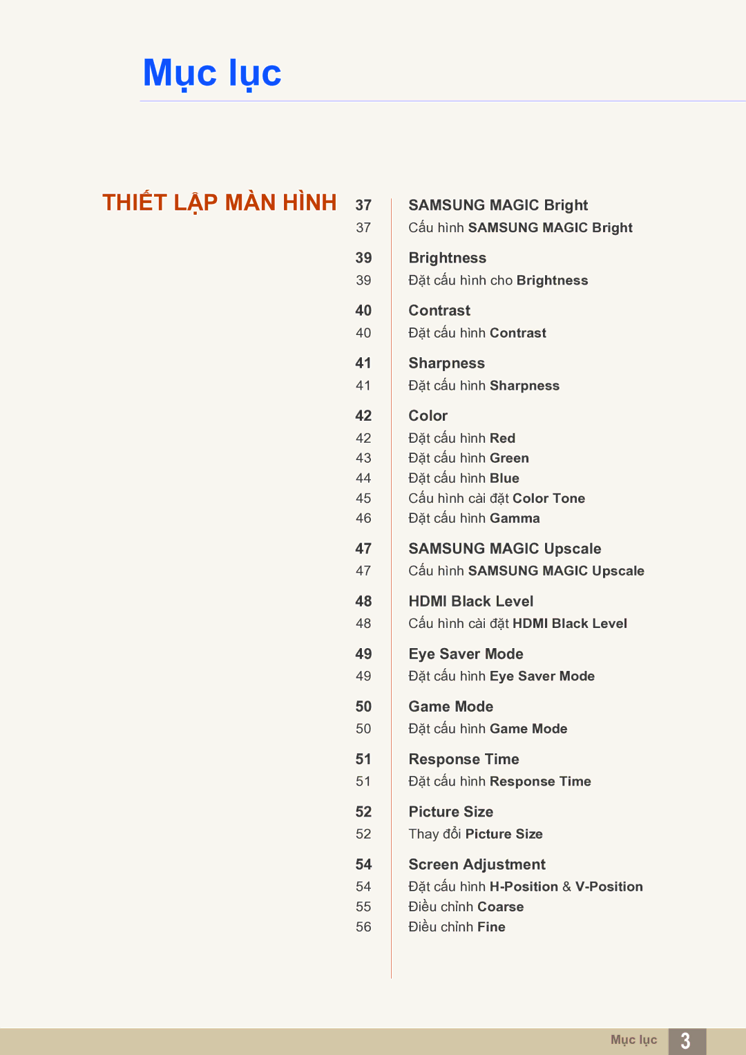 Samsung LS27E591CS/XV manual Thiết LẬP MÀN Hình 