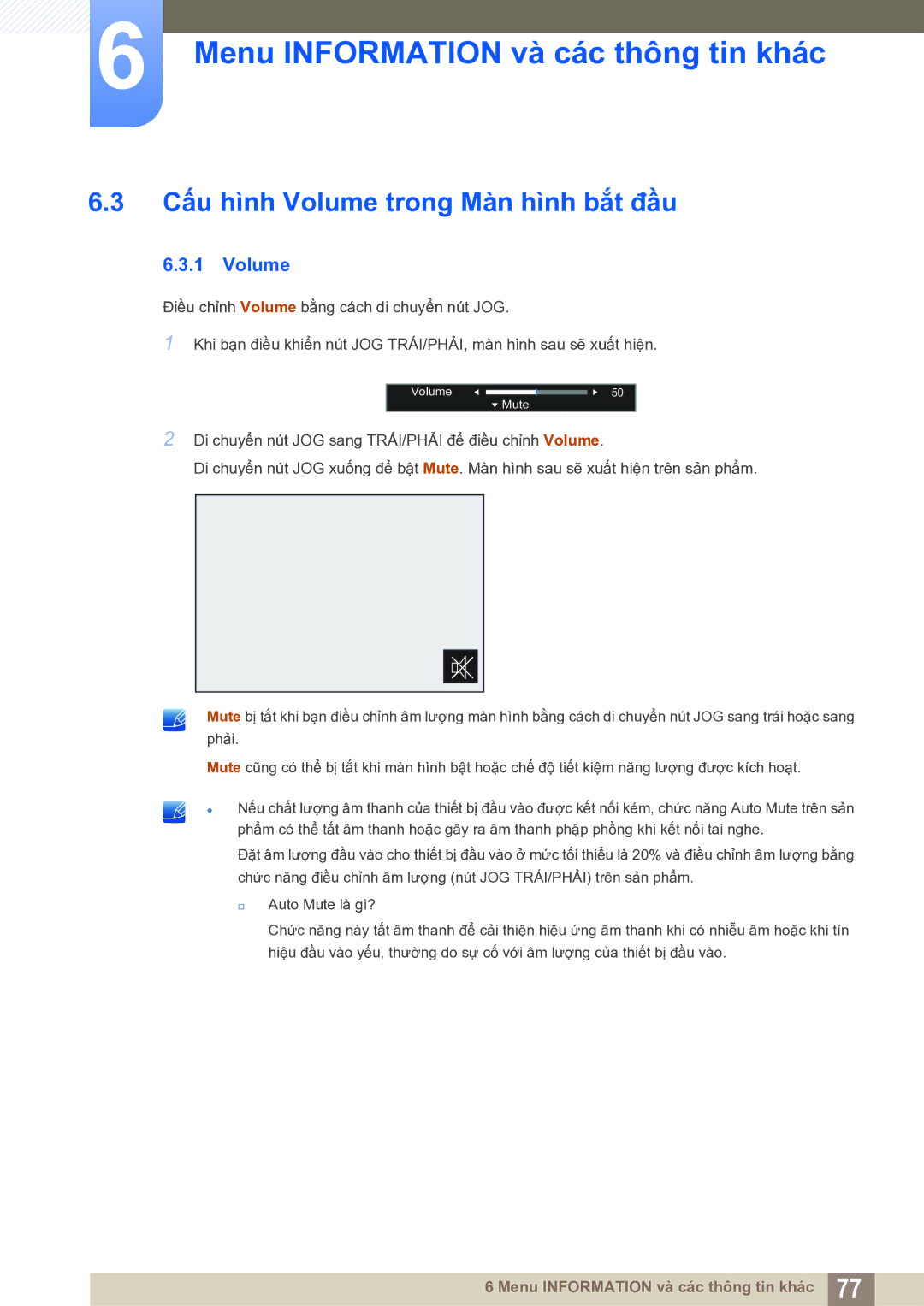 Samsung LS27E591CS/XV manual Cấu hình Volume trong Màn hình bắt đầu 