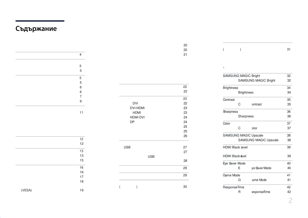 Samsung LS27E65KCS/EN, LS24E65UPL/EN manual Съдържание 