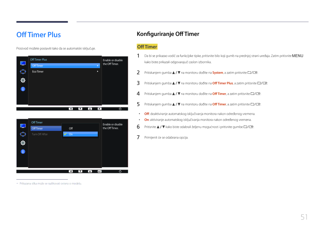 Samsung LS24E65UPL/EN, LS27E65KCS/EN manual Off Timer Plus, Konfiguriranje Off Timer 