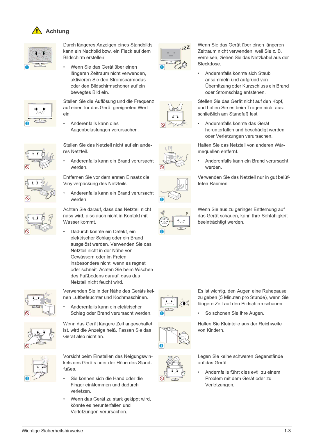 Samsung LS27EFHKUF/EN manual Anderenfalls kann dies Augenbelastungen verursachen 