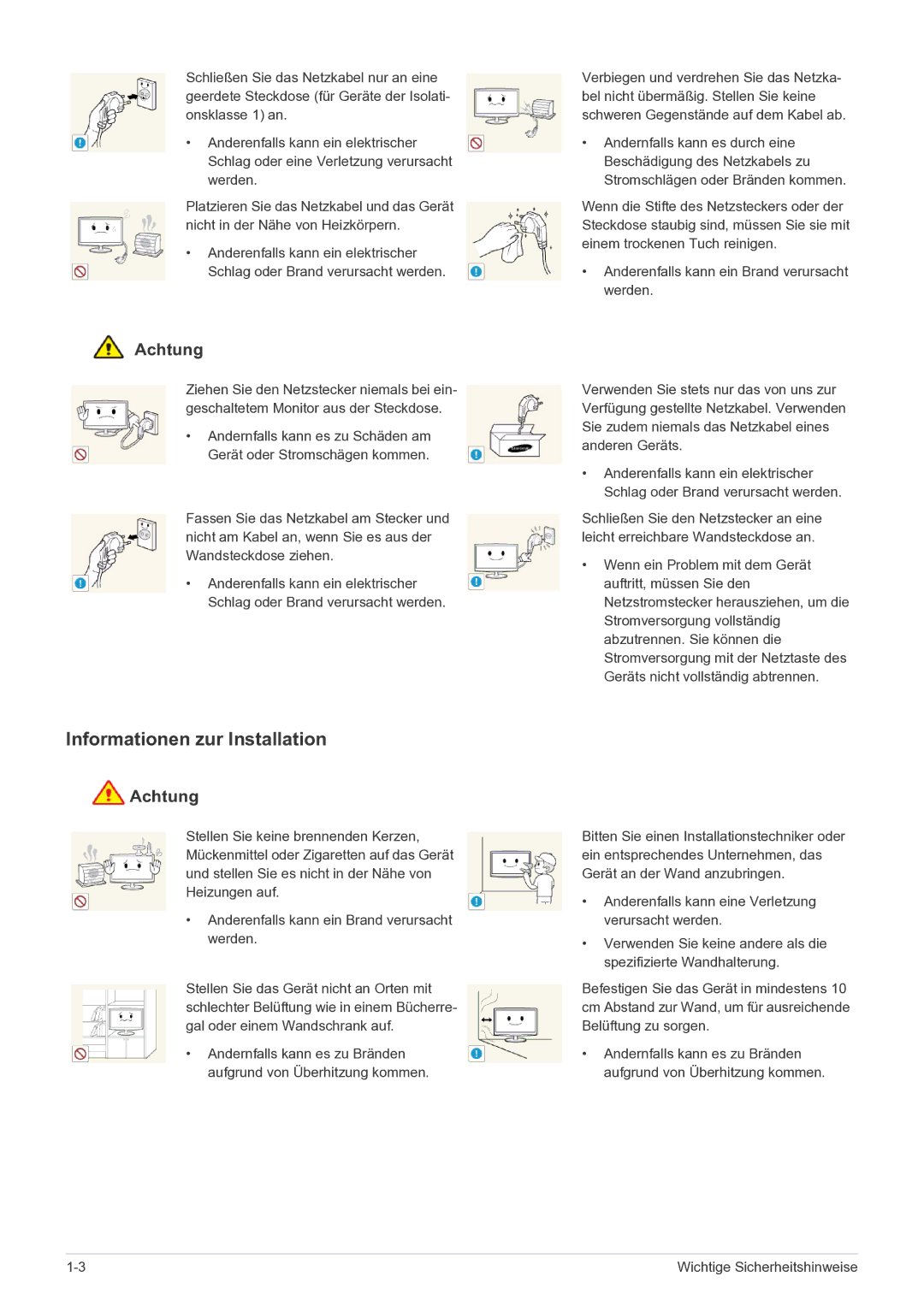 Samsung LS27EFHKUF/EN manual Informationen zur Installation 