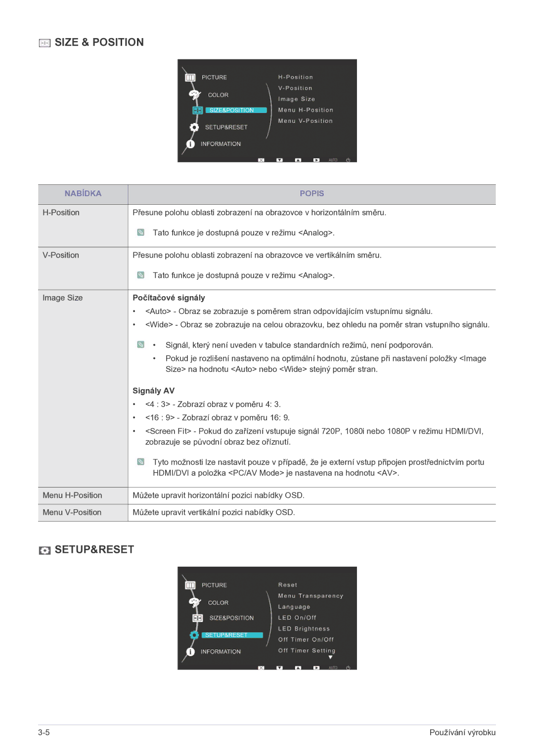 Samsung LS27EFHKUF/EN manual Počítačové signály, Signály AV 