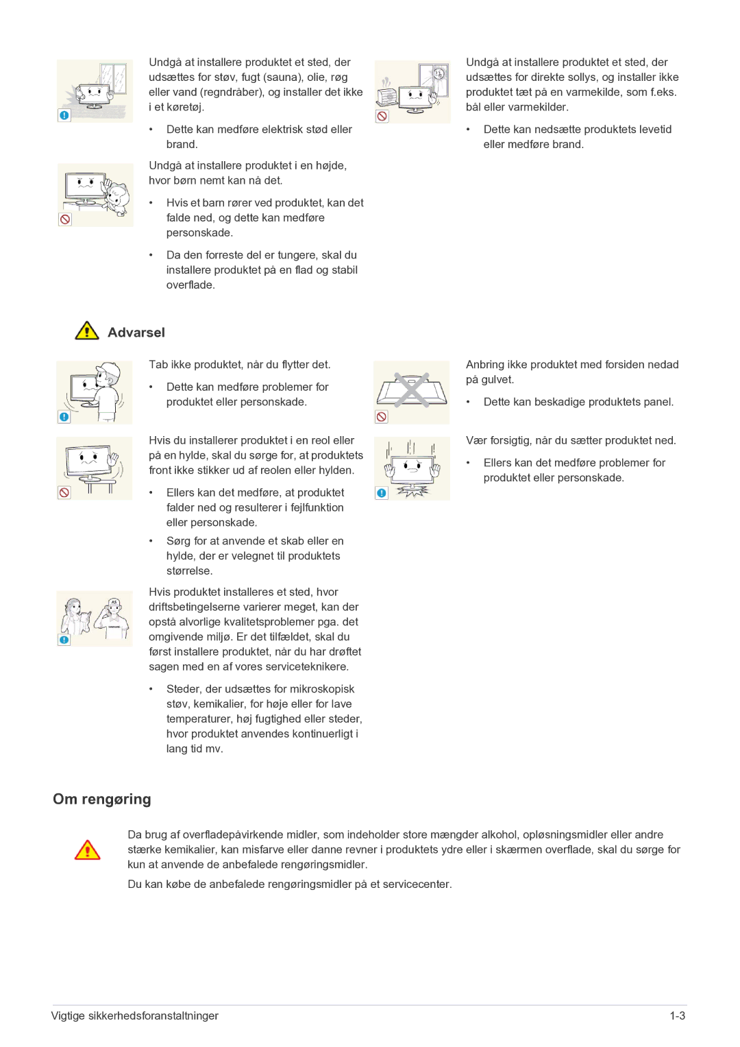 Samsung LS27EFHKUF/EN manual Om rengøring 