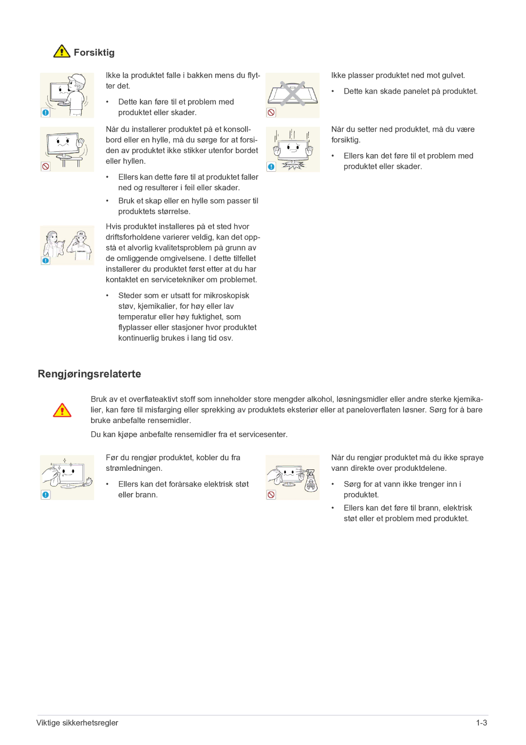 Samsung LS27EFHKUF/EN manual Rengjøringsrelaterte 