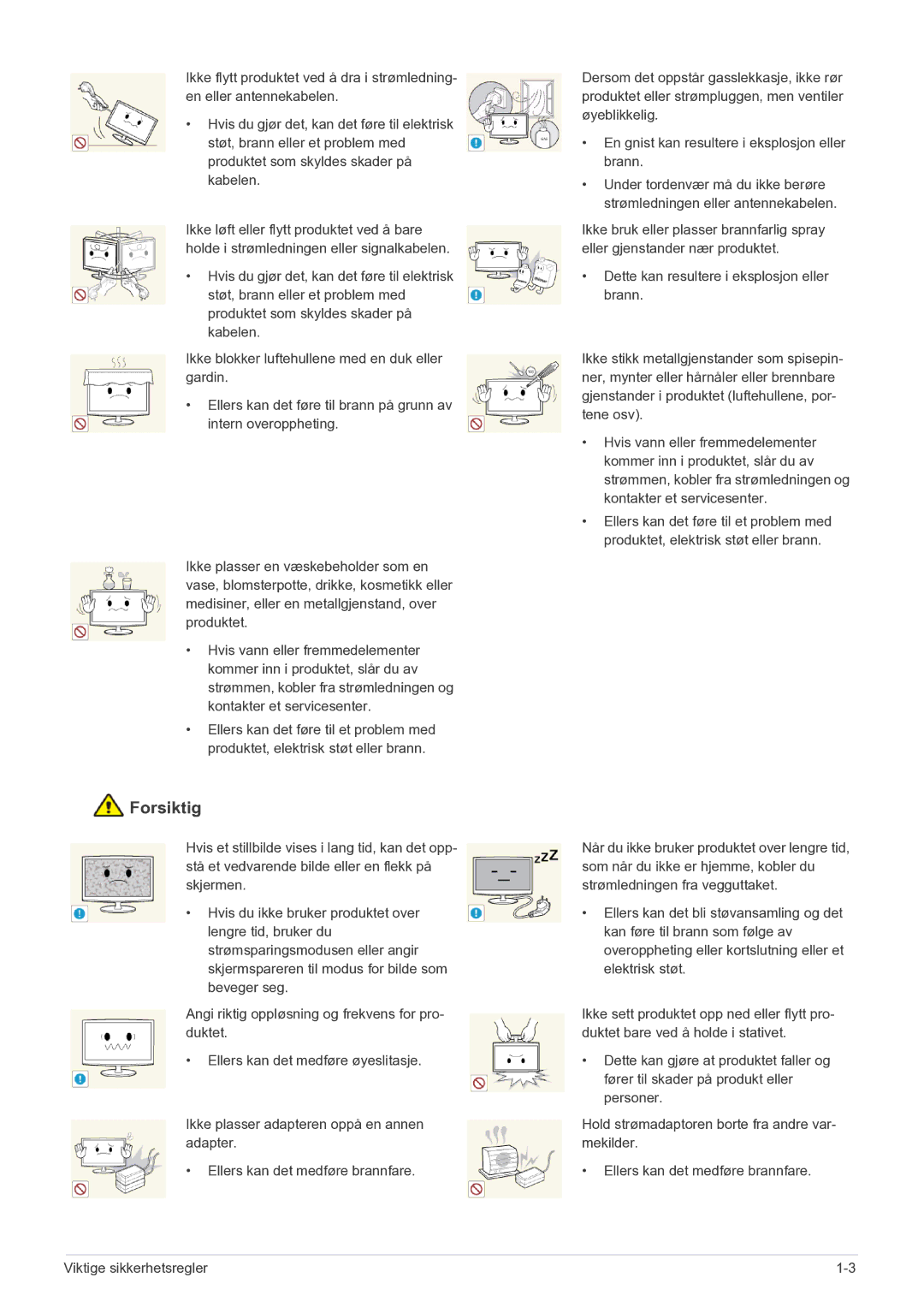 Samsung LS27EFHKUF/EN manual Forsiktig 