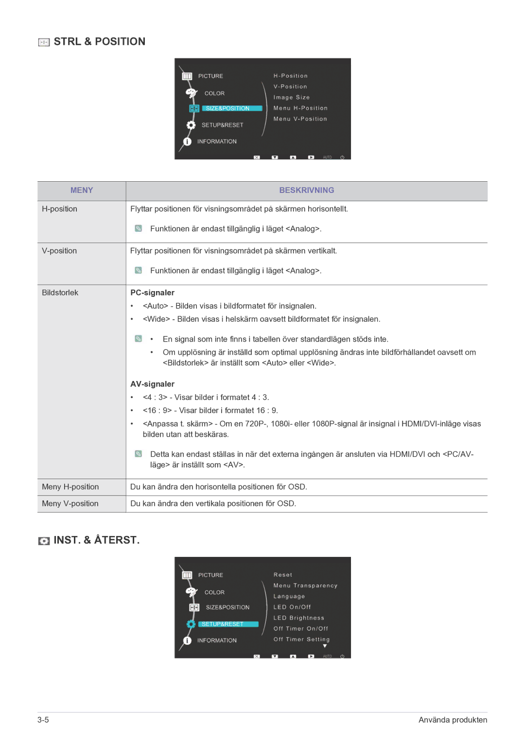 Samsung LS27EFHKUF/EN manual PC-signaler, AV-signaler 