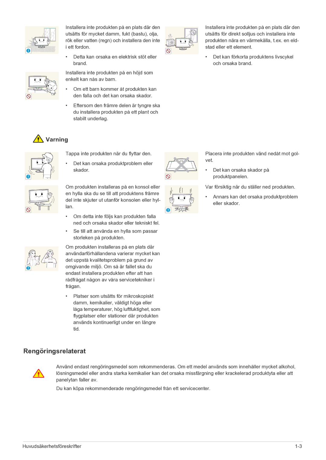 Samsung LS27EFHKUF/EN manual Rengöringsrelaterat 