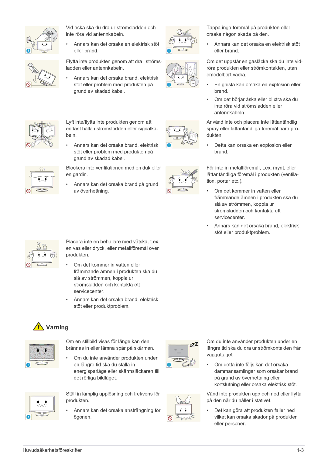 Samsung LS27EFHKUF/EN manual Varning 