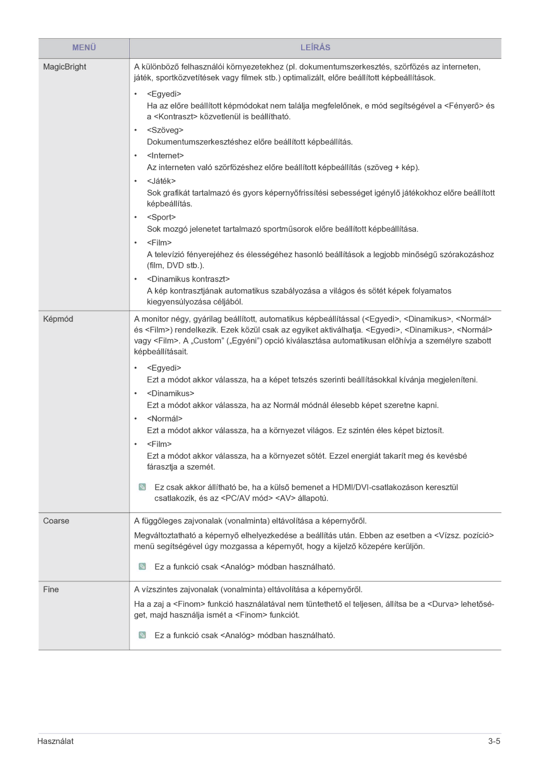 Samsung LS27EFHKUF/EN manual Kontraszt közvetlenül is beállítható 