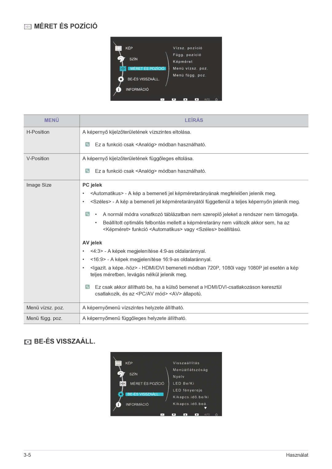 Samsung LS27EFHKUF/EN manual PC jelek, AV jelek 