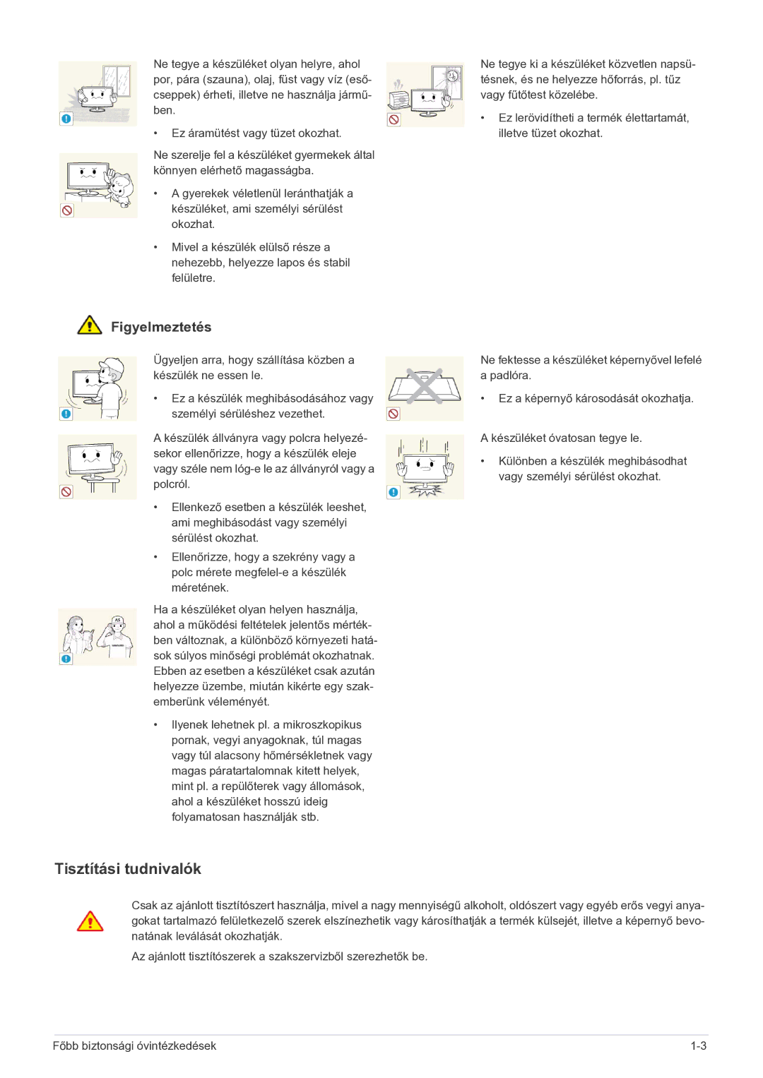 Samsung LS27EFHKUF/EN manual Tisztítási tudnivalók 