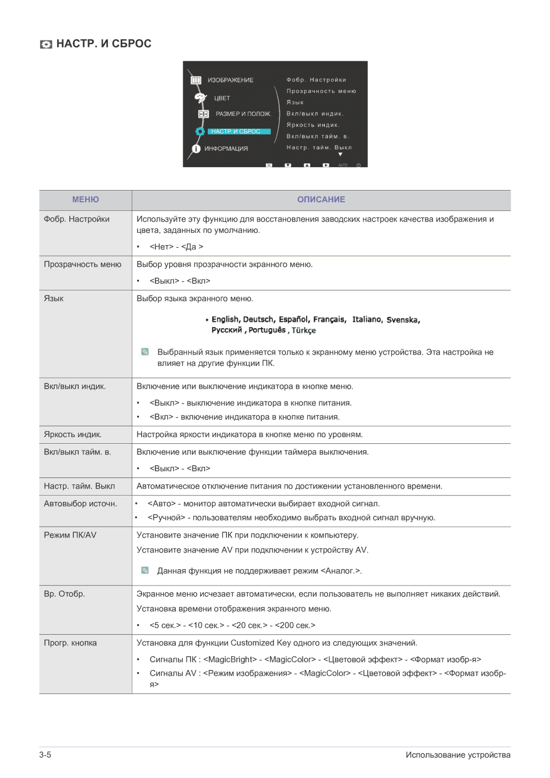 Samsung LS27EFHKUF/EN manual НАСТР. И Сброс 