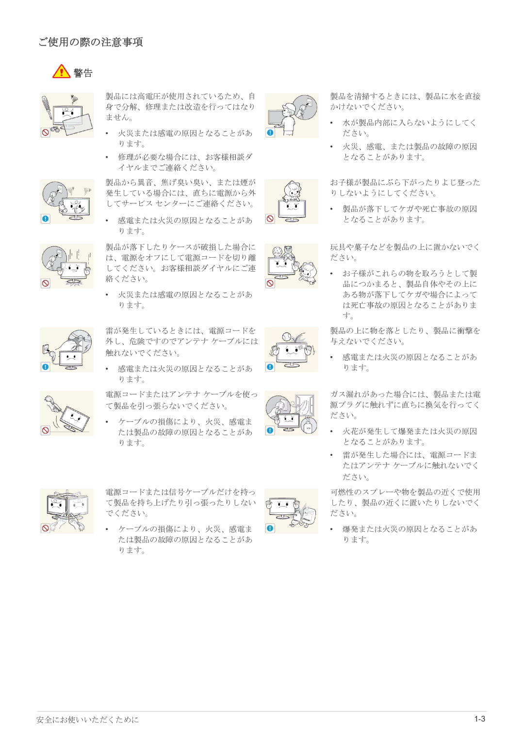 Samsung LS27EFHKUF/XJ manual ご使用の際の注意事項 