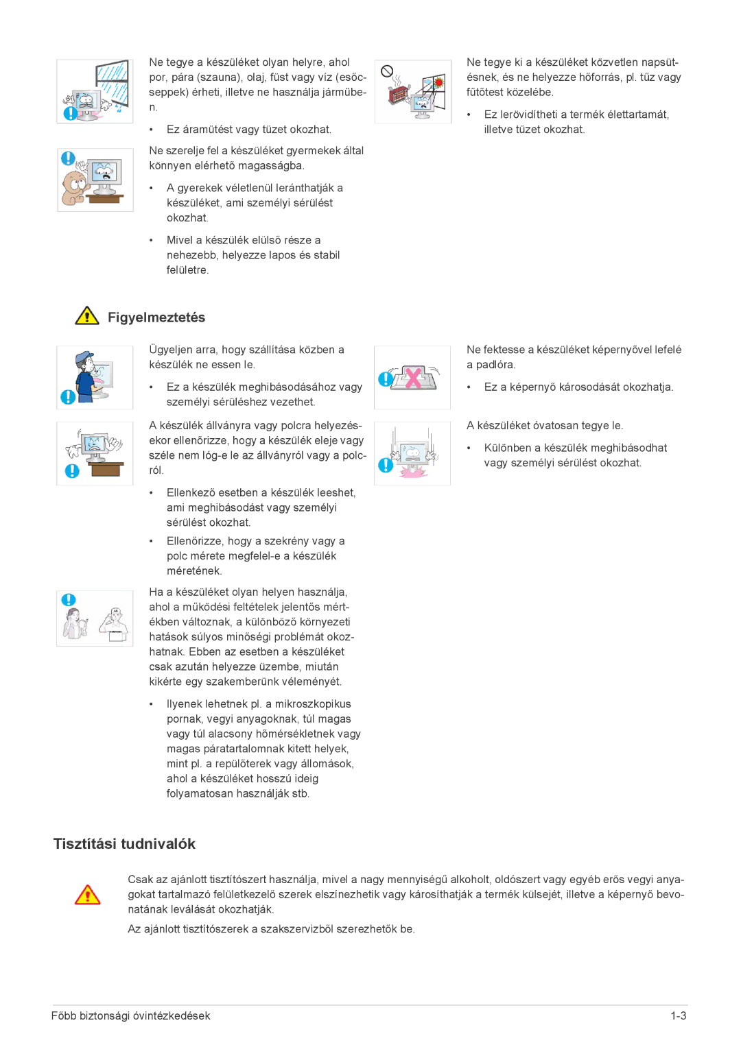 Samsung LS27EFHKUV/ZA, LS27EFHKUV/EN manual Tisztítási tudnivalók 