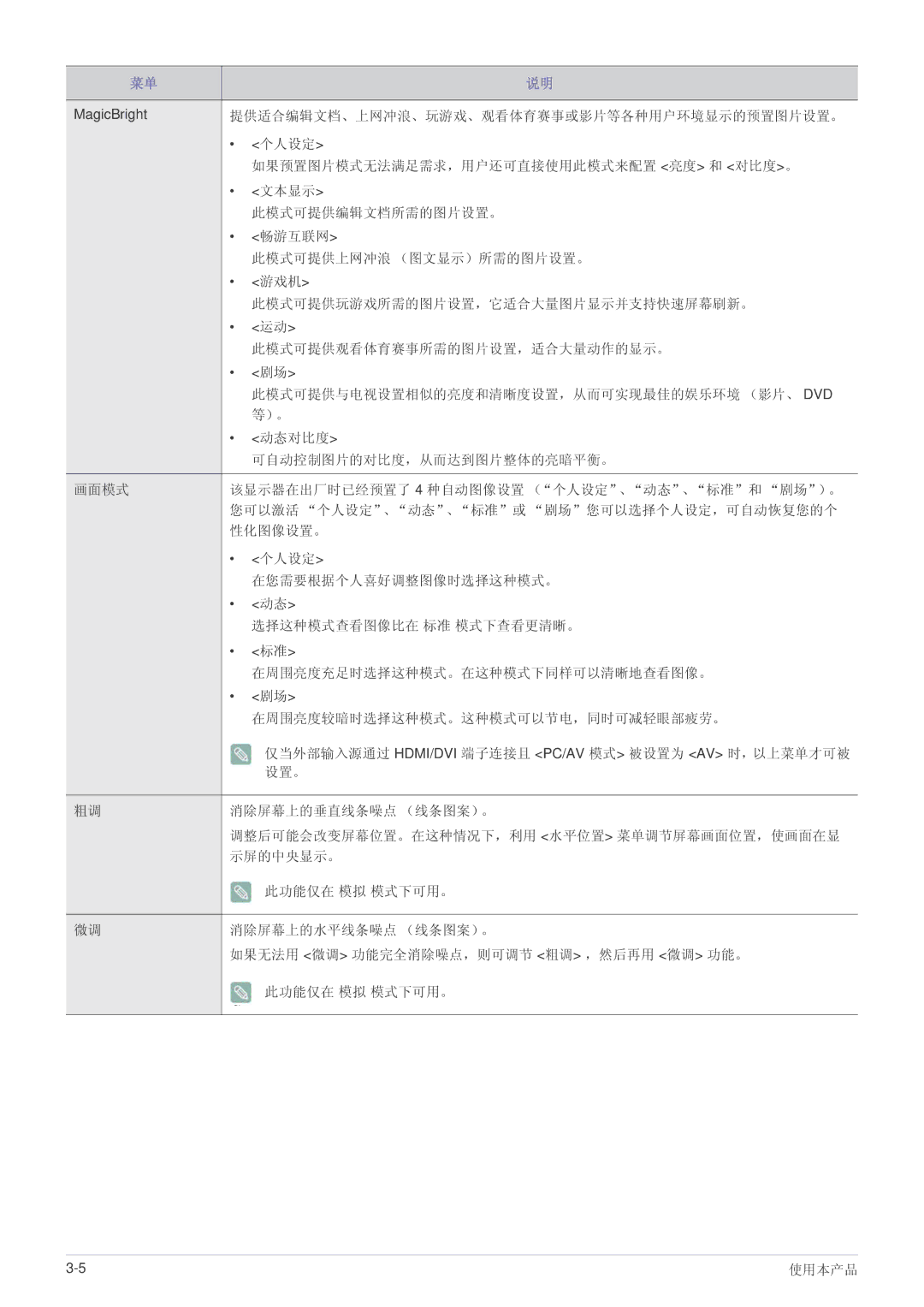 Samsung LS27EFHKUV/EN, LS27EFHKUV/ZA manual 提供适合编辑文档、上网冲浪、玩游戏、观看体育赛事或影片等各种用户环境显示的预置图片设置。 