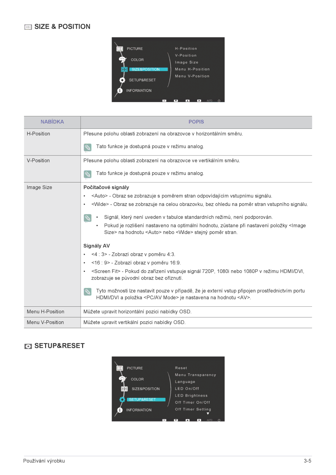 Samsung LS27EFHKUV/EN manual Počítačové signály, Signály AV 