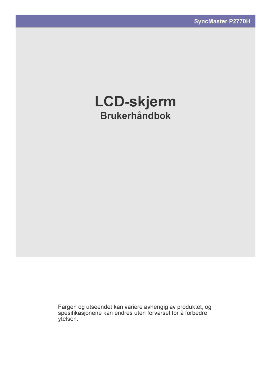 Samsung LS27EFHKUV/EN manual LCD-skjerm 