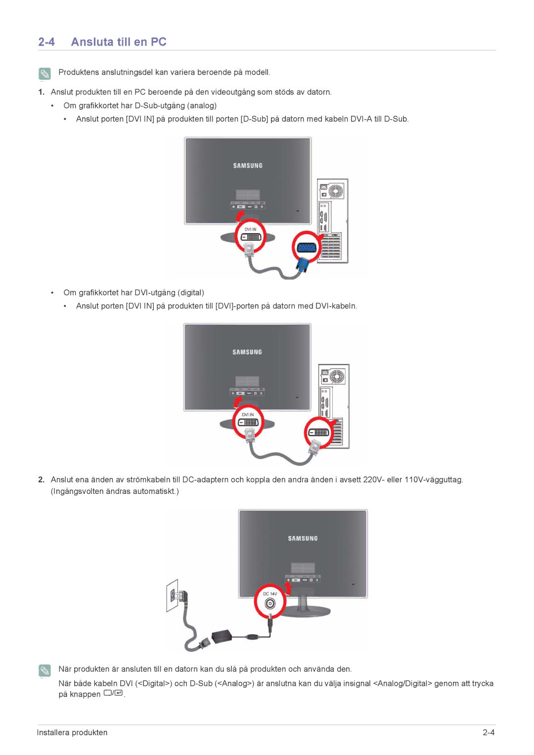 Samsung LS27EFHKUV/EN manual Ansluta till en PC 