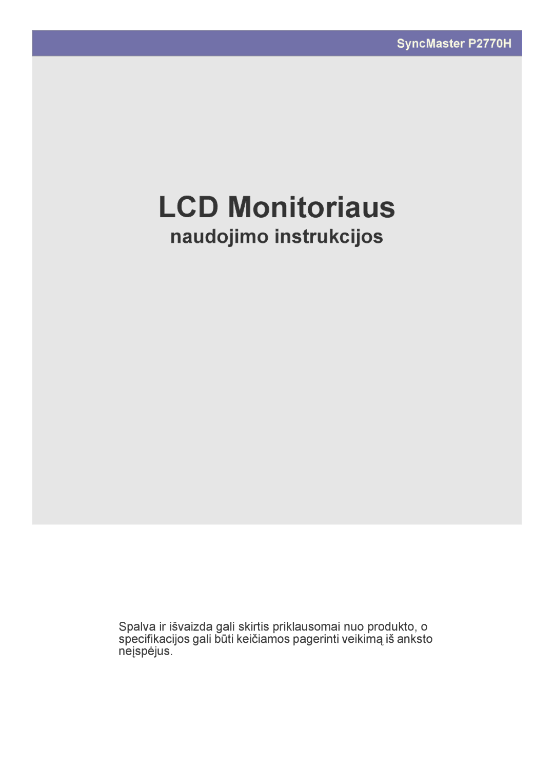 Samsung LS27EFHKUV/EN manual Monitor LCD 