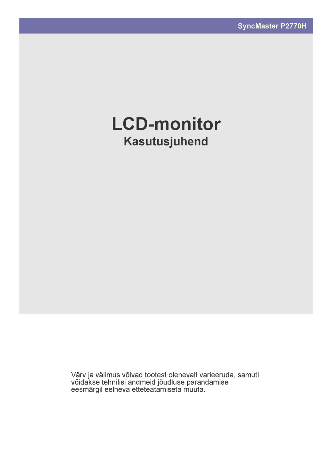 Samsung LS27EFHKUV/EN manual LCD-monitor 