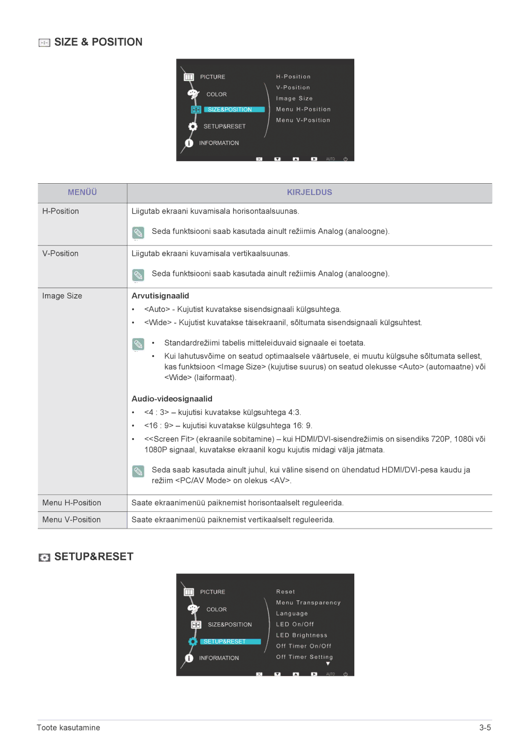 Samsung LS27EFHKUV/EN manual Size & Position 